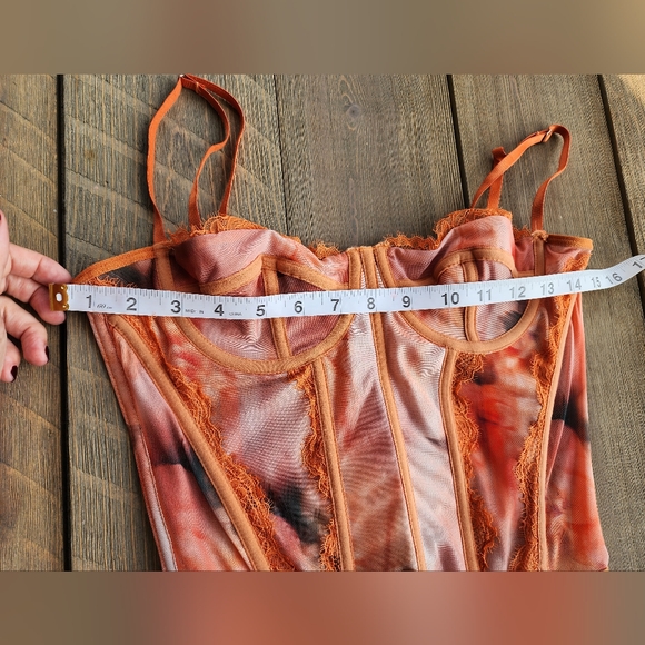Orange Colorful Sunset Tiw Die Corset Top Xs Unbranded - Picture 3 of 8